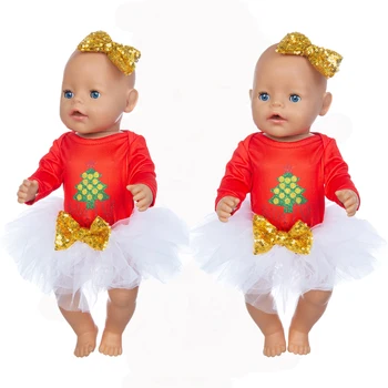 Новое платье, рождественский костюм, кукольная одежда, 17 дюймов, 43 см, кукольная одежда, костюм для рождения ребенка, праздничный подарок на день рождения ребенка