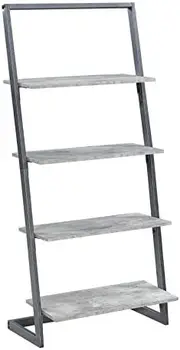 4-Ярусный книжный шкаф-лестница/полка, каркас из искусственной березы/шиферно-серый