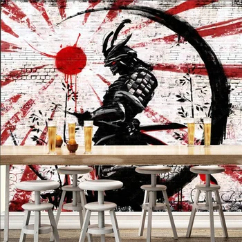 Изготовленный на заказ Японский воин Промышленный декор 3D Обои Суши-бар Ресторан Izakaya Фоновое покрытие стен Фреска Обои 3D
