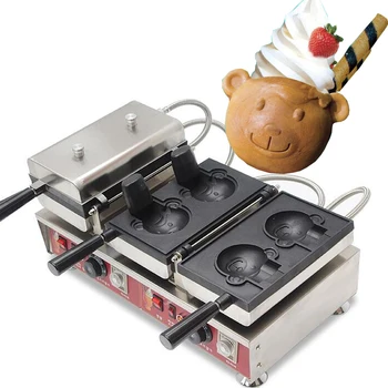Электрический 4 шт Кухонный Мишка для приготовления вафельного торта, машина для приготовления мороженого Тайяки, Вафельница для горячих десертов с мультяшным мишкой в виде животного
