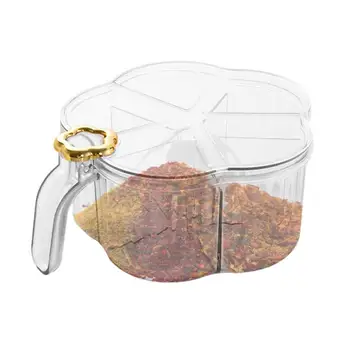 Коробка для специй Контейнер для хранения горшочков для специй 5 решетчатых баночек для приправ Прозрачный термостойкий контейнер для хранения приправ для пищевых продуктов на прилавке