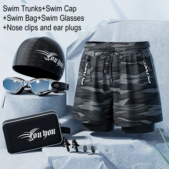 Мужские профессиональные водонепроницаемые плавки для соревнований, очки с ушной пробкой, чехол для плавания, Cp