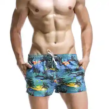 Летние мужские плавки Модные пляжные шорты для геев Полиэстер Быстросохнущие Дышащие Мужские спортивные купальники для бега серфинга