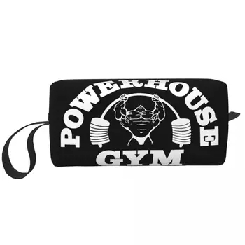 Косметичка с логотипом Powerhouse Gym Женская Модная Косметичка для Бодибилдинга и фитнеса Большой емкости, Косметички для хранения косметики, Сумки для туалетных принадлежностей