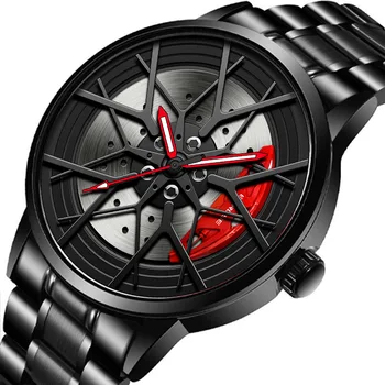 Новый бренд Креативных мужских кварцевых часов, часы со ступицей гоночного колеса, трендовые водонепроницаемые светящиеся немеханические спортивные тяжелые наручные часы