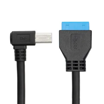 Cablecc 50 см Разъем USB 3.0 B типа Male к материнской плате 3.0 19-контактный разъемный кабель под углом 90 градусов влево