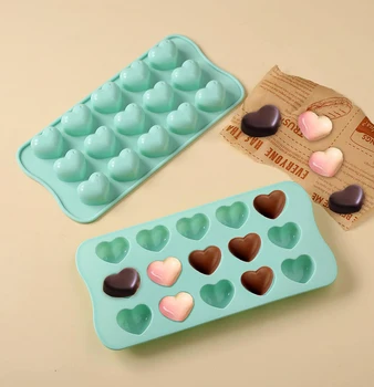 Шоколадная силиконовая форма для льда в форме сердца с 15 отверстиями, Антипригарная форма для свечей, Мягкие конфеты, Мусс, украшение для торта, инструмент для выпечки