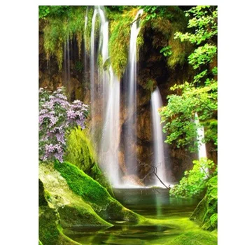 Diy алмазная живопись абстрактная 5d алмазная мазайка вышивка водопад Цветочный пейзаж фэншуй полный квадратный круглый drillZP-3575