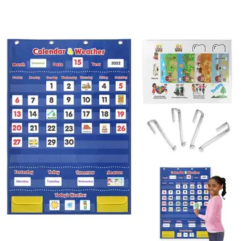 Календари Карманный график для детей Ежемесячные календари И карманный график погоды со 142 карточками Школа и детский сад