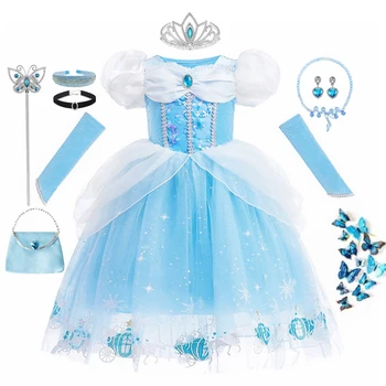Платье Золушки, детская вечеринка на Хэллоуин, Карнавальный костюм принцессы для девочек, Нарядная Рождественская детская одежда