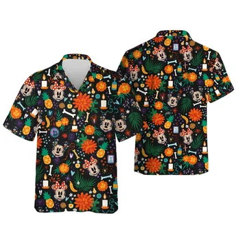Гавайские Рубашки с Микки Маусом, Мужские Рубашки На пуговицах С Коротким Рукавом, Ретро Гавайская рубашка Disney Epcot, Летние Пляжные Рубашки, Мужской Топ