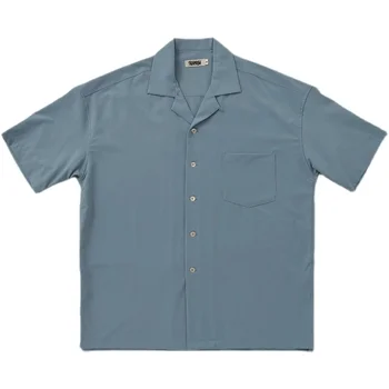 Мужская рубашка с кубинским воротником Свободного кроя С короткими рукавами, винтажные летние футболки с ощущением прохлады