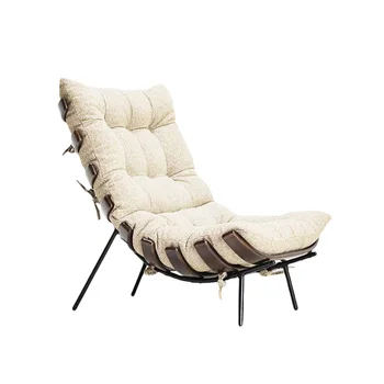 Одноместный диван Nordic Comfort с подушкой, кресло Accent из нержавеющей стали, Кожаное кресло для домашней гостиной Barcelona.