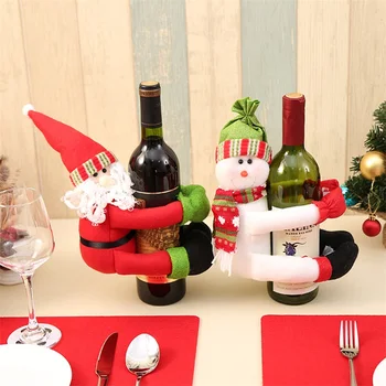 Декор Рождественской бутылки вина, декор обеденного стола в виде снеговика Санта-Клауса, подарок для вечеринки