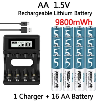 Батарейка типа АА 1,5 В Перезаряжаемая полимерная литий-ионная батарейка типа АА для дистанционного управления мышь вентилятор Электрическая игрушка с USB зарядным устройством