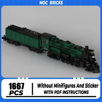 Строительные кирпичи Moc, модель паровоза и поезда с углем, технологические модульные блоки, Подарочная Рождественская игрушка-автомобиль, наборы для сборки своими руками