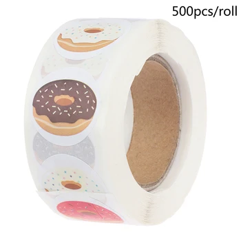 500 шт./рулон пончиков, наклейка с благодарностью для этикеток, подарочная упаковка, канцелярские принадлежности