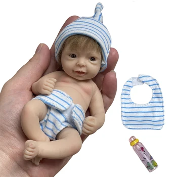 Готовые Детские куклы Reborns Миниатюрная моющаяся силиконовая кукла для младенцев всего тела С открытыми яркими глазами Для подарков на День рождения для детей