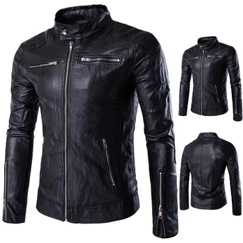 Осенне-зимнее новое высококачественное брендовое мужское мотоциклетное ветрозащитное кожаное пальто, большая кожаная куртка в стиле панк-рок, пальто