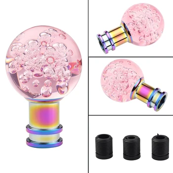 Универсальный акриловый пузырь Розового / синего цвета с кристаллами, ручка ручного переключения автомобиля, головка переключения передач, ручка переключения передач с адаптерами