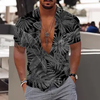 2023 Новые Мужские Рубашки С коротким рукавом, Гавайская 3D Печать, Рубашки С Коротким рукавом, Топ Для Пляжного Отдыха, Футболки, Летняя Большая Мужская одежда