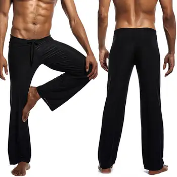Мужские повседневные однотонные свободные брюки с низкой талией и завязками, брюки для бега, йоги