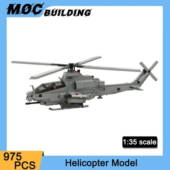Модель военного самолета MOC в масштабе 1:35, Строительные блоки для вертолета, кирпичи для самолета, 975 шт., Игрушки для мальчиков, Праздничные подарки