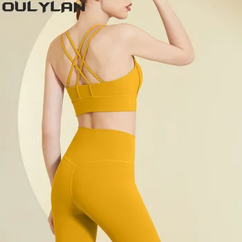 Oulylan, женские топы и брюки для бега, комплект из 2 предметов для йоги, Леггинсы и топы, спортивные костюмы для фитнеса, одежда для спортзала, бюстгальтер для йоги, бесшовные леггинсы