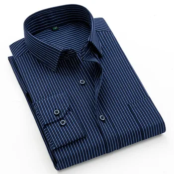 Осенняя мужская однобортная рубашка с квадратным воротником, деловые повседневные рубашки с длинными рукавами, мужской тонкий топ, 19 цветовых вариантов 4XL 5XL