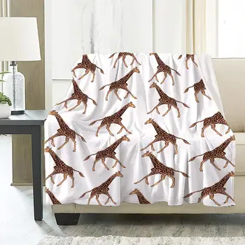 Плед с жирафами, Рождественское одеяло, Ультрамягкое флисовое фланелевое всесезонное одеяло для любителей животных / Девочек и мальчиков,