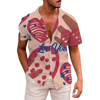 Мужская рубашка для влюбленных на каждый день Топы, праздничные футболки-бойфренды на День Святого Валентина Подходящие для пары блузки, майки для отпуска