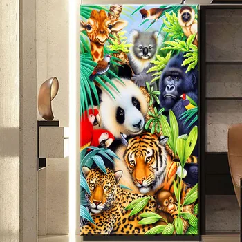 Большой Тигр Панда Леопард Алмазная Мозаика Животные Джунглей Алмазная Живопись полный квадрат круглые сверла Вышивка Крестом Ремесла для Вышивания