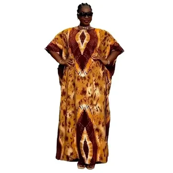 Африканские платья больших размеров для женщин, осеннее элегантное Африканское длинное платье Макси с V-образным вырезом и принтом в пол, Дашики, Африканская одежда