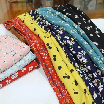 Шифоновая Набивная Ткань Hanfu Подкладка для Платья Летний Полиэфирный Материал Оптом Ткань На Метр Пошив Одежды Diy
