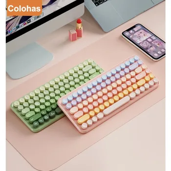 Беспроводная клавиатура и мышь, внешний ноутбук, офисный набор текста, клавиатура и мышь Bluetooth, 84 клавиши, искусственная физическая клавиатура