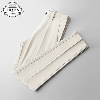 Прямые повседневные брюки Ice Silk MensLuxury Легкие Тонкие Дышащие быстросохнущие деловые брюки Стрейч Slim Fit Cargo Всего двух размеров