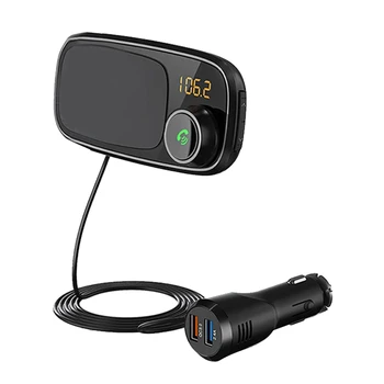 Автомобильный MP3-плеер, Громкая связь, Bluetooth, FM-передатчик, аудиоадаптер, Двойное USB-зарядное устройство QC3.0, быстрая зарядка с держателем телефона