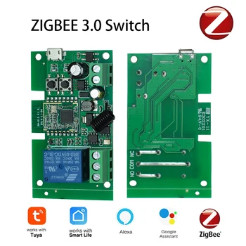 Модуль переключателя света двигателя Zigbee Tuya Smart WiFi 1CH 5V 12V 32V 220V AC DC Реле дистанционного управления для Alexa Google Home