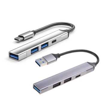 USB-концентратор из алюминиевого сплава L43D с 4 портами USB-адаптера TYPEC для ноутбука или планшетного телефона