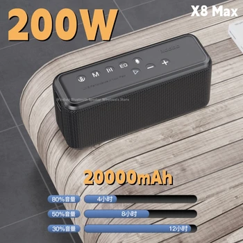 XDOBO X8 Max 100 Вт Портативные Беспроводные Динамики Bluetooth TWS Сабвуфер 20000 мАч Большой Емкости Мобильный Телефон Аварийный Источник Питания