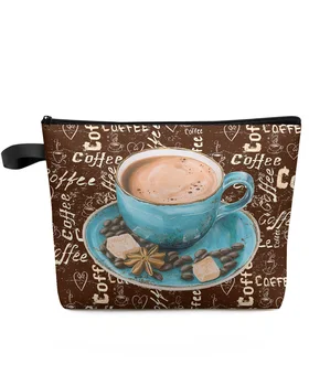 Косметичка для кофе и сахара в стиле ретро, сумка для путешествий, женские косметические сумки, органайзер для туалета, пенал для хранения детей.