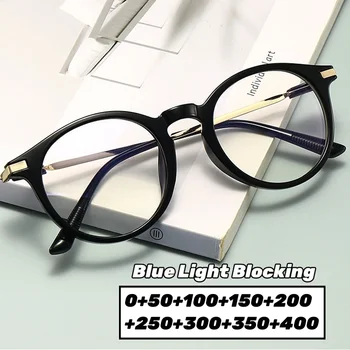 Модные Стильные очки для чтения, винтажные синие светозащитные очки, Модные круглые легкие очки от пресбиопии для женщин и мужчин