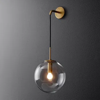 Постмодернистский Стеклянный шар, настенный светильник, Креативное американское Ретро, Прикроватная тумбочка для спальни, Гостиная, Коридор, Настенное освещение