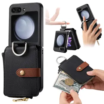 Кожаный Бумажник Сумка Карман для Карт Чехол для Samsung Galaxy Z Flip 5 4 5G Flip4 Flip3 Flip5 Flip 3 2 Flip2 Чехлы Для Аксессуаров Для Телефонов