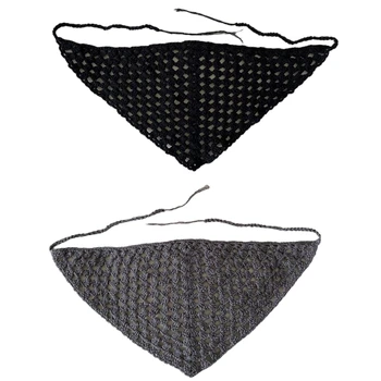 2XPC Вязаные крючком банданы для волос, головной платок, Винтажный женский шарф для волос в богемном стиле для треугольника