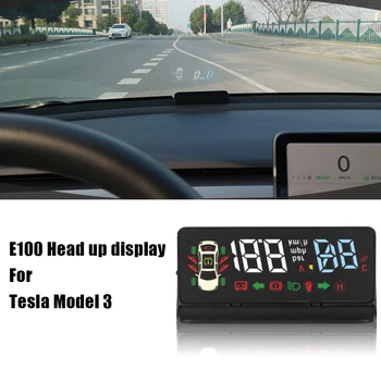 Сигнализация превышения скорости E100 Проектор скорости OBD Hud Автоматический дисплей лобового стекла Автоэлектроника для Tesla Model 3