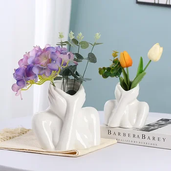 керамическая ваза ins Nordic now simple wind орнамент для гостиной, входа в офис, цветочная композиция, декоративная ваза