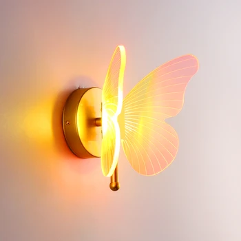 Креативные роскошные Красочные настенные светильники Nordic Butterfly, светильник для прикроватной тумбочки, Фоновый настенный светильник, лампы для домашнего декора, Осветительные приборы