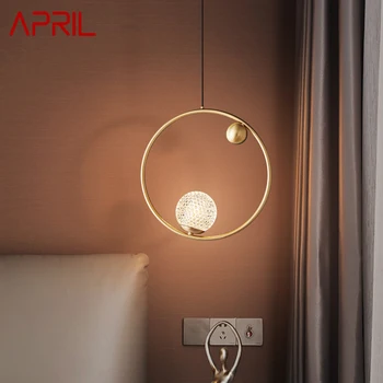 Современная медная люстра APRIL, светодиодные подвесные светильники из золотой латуни, простой дизайн, креативный декор для домашней спальни