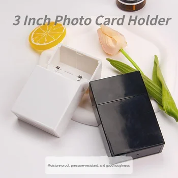 3-дюймовый Пластиковый держатель для фотокарточек Kpop Idol Фотокарточка Защитный ящик для хранения Небольшой органайзер для коллекции карточек Черно-белый чехол
